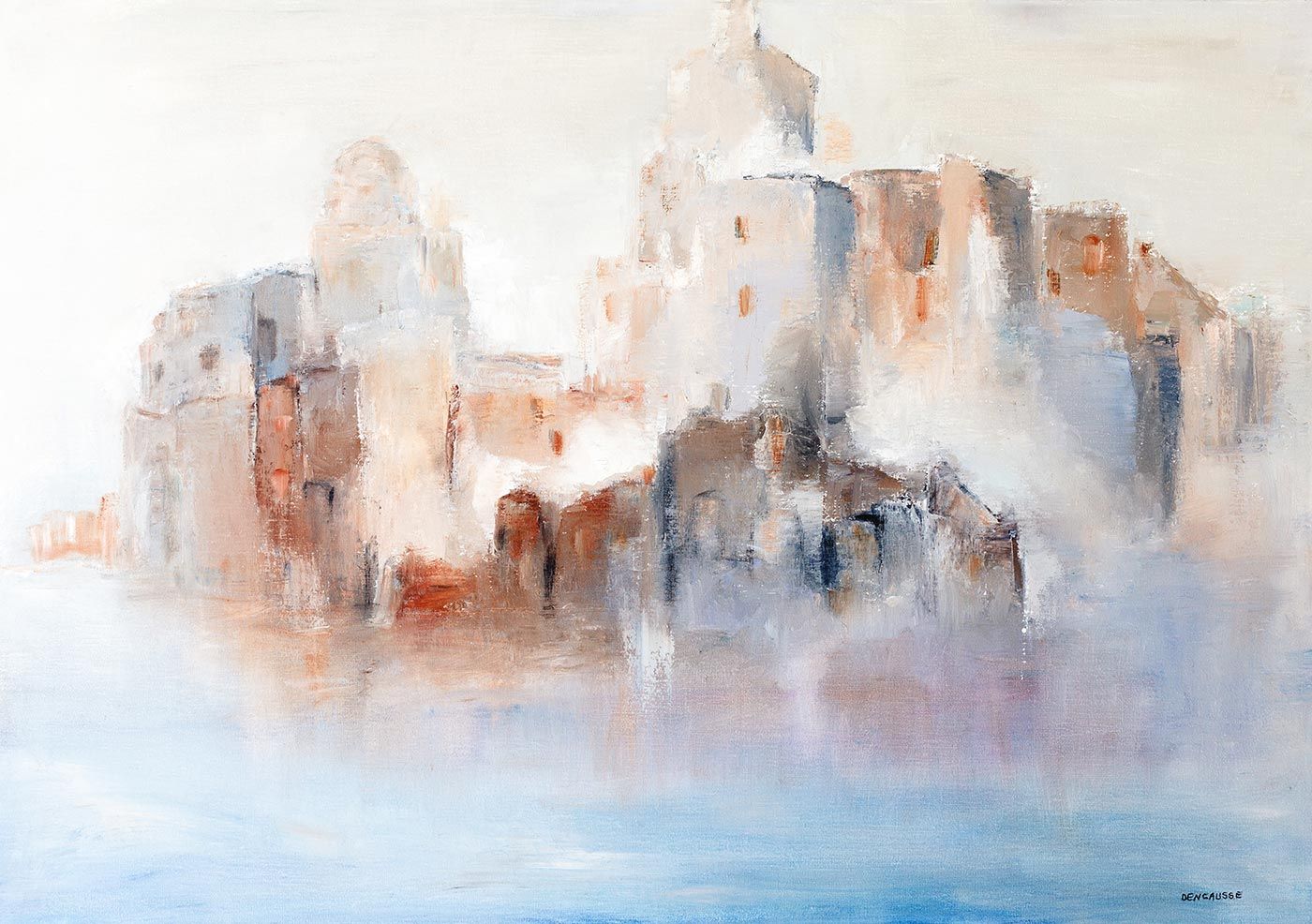 VILLAGE DANS LA BRUME 92x65